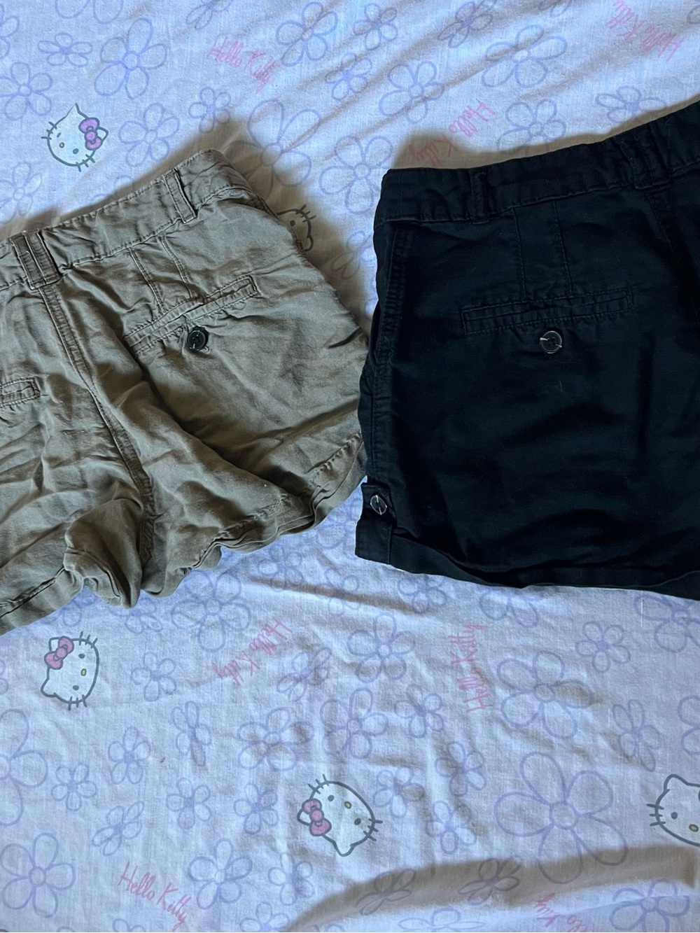 2 H&M mid rise Casual Drawstring Shorts Black and Olive